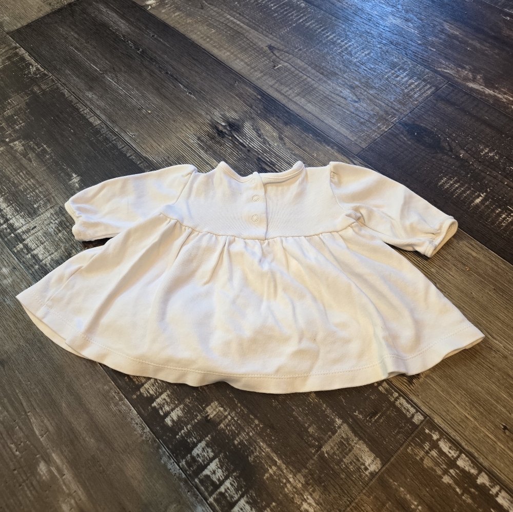 Little Me Cream Dress with Pink Floral Embroidery - Picture 5 of 7